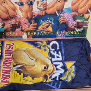 Vintage 1988 Camel Cigarette 75th Anniversary Promotional Box with T-Shirt Large